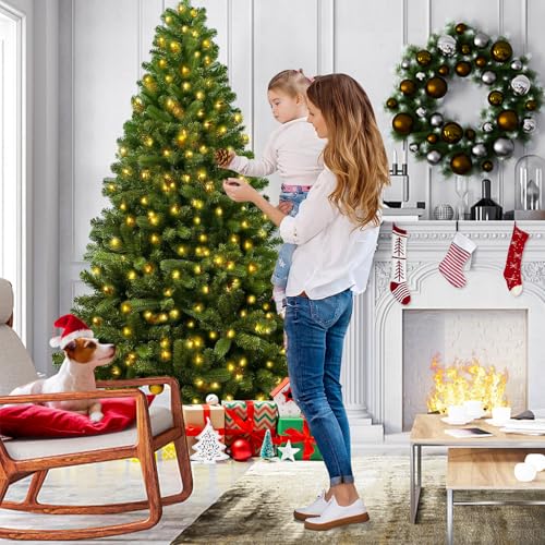 Künstlicher Weihnachtsbaum -mit 40 DIY Weihnachtsbaumschmuck,180cm Tannenbaum 800 Spitzen Metallständer Einfacher Aufbau Christbaum Kunstbaum Grün Weihnachtsbaum künstlich Christmas Tree