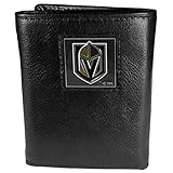 NHL Siskiyou Sports Mens Vegas Golden Knights Deluxe Leather Tri-fold Wallet Packaged in Gift Box...
