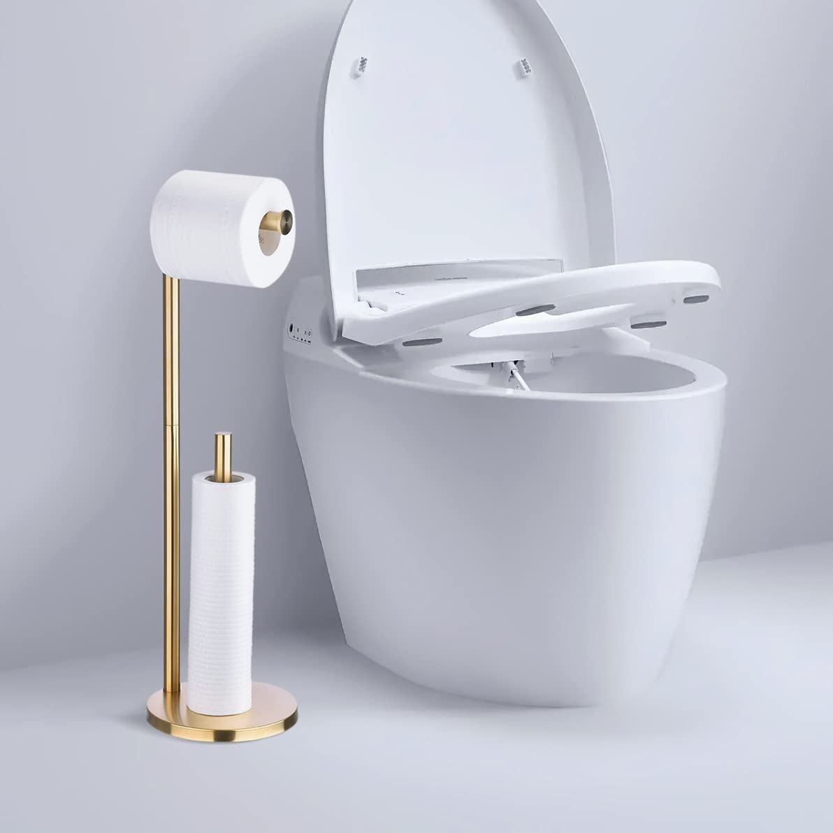 Toilettenpapierhalter Freistehend – Gebürstetes Gold, Modern Mit Beschwertem Boden, Abnehmbar