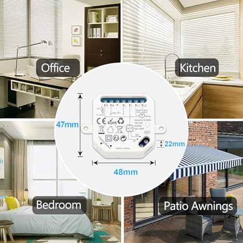 LoraTap Schalter für Rollladensteuerung, Rollladenmodul, WiFi, kompatibel mit Alexa, intelligenter Timer, Wandmotor