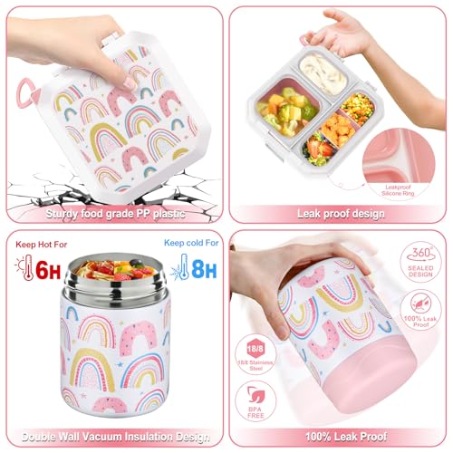 wiwens Lancheira Bento para crianças com sopa de 355 ml, recipiente térmico à prova de vazamento com