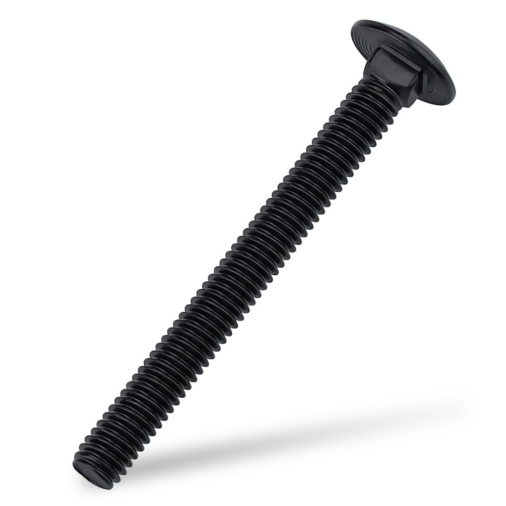 1/4-20 x 2 Black Steel Carriage Bolts, 304 Stainless Steel 18-8, Round Domed Head Square Neck Carriage Bolts Screws, Coarse Thread UNC, 20 PCS