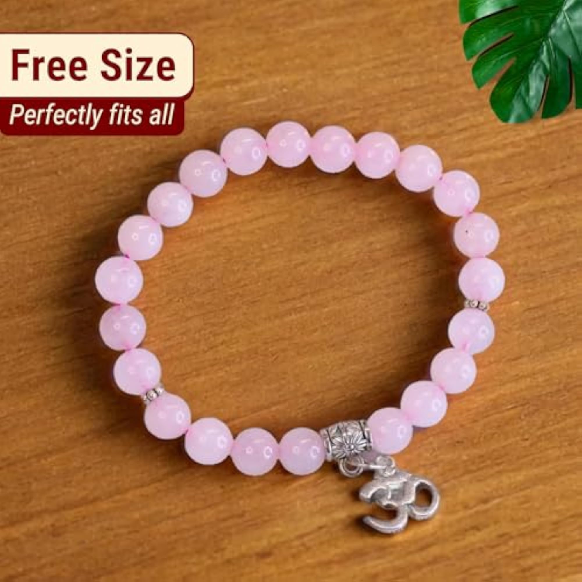 Rose Quartz Om Band, 2.8 Inches Diameter