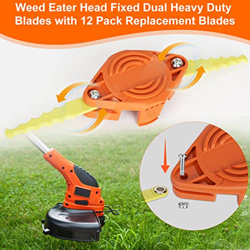 Eyoloty 2 Pack Wa0010 Polycarbonate Replacement Head Blades Compatible With Worx Wa0004 Wg154 Wg163 Wg160 Wg180 Wg175 Wg155 Wg151 String Trimmers,With 12 Pack Flexible Replacement Blades, Screw Parts #TOP4