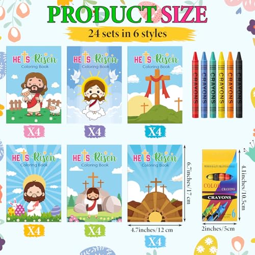 Gilprop 336pcs Christian Coloring Books with Crayons for Kids Religious Mini Coloring Book Bulk Bible Story Activity Gifts for Summer VBS Sunday School Church Art Craft DIY Party Favor (Jesus) by Gilprop - Image 2