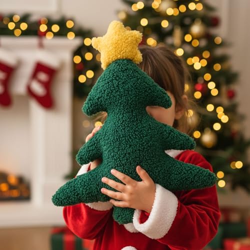 Image of Tickles Christmas Tree with Star Soft Stuffed Plush Pillow Cum Toy for Kids Boys & Girls Birthday Gift (Color: Green, Size: 35 cm)