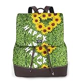 Gnbmvcc Mochila de piel sintética con forma de corazón y girasol para mujer, bolsa de hombro antirrobo, para viajes al trabajo y la escuela.