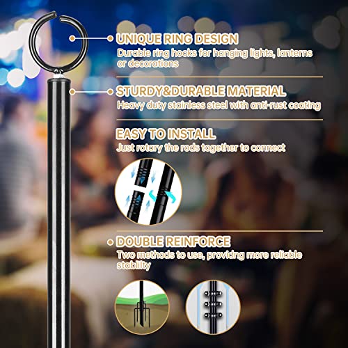 Nesifee String Light Pole 10Ft - 2 Pack Steel Poles For Outdoor String Lights Hanging, Stainless Steel Poles, Outdoor String Light Poles To Hang Up Light, For Party, Garden #TOP1
