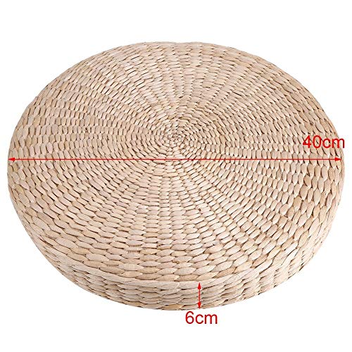 Estink Tatami Cushion, Woven Straw Tatami Straw Pad Handmade Round Tatami Yoga Floor Seat Pillow Yoga Mat Meditation Pillow Cushion For Home Garden Dining Room Decoration (Dia.) 15.75" X (H) 2.36" #TOP4