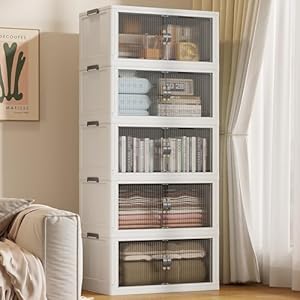 136Gal/543Qt Stackable Storage Bins Folding Collapsible Storage Bins with Lid, Closet Organizers and Storage, Storage Box Grey 26″ W x 17″ D x 71″ H