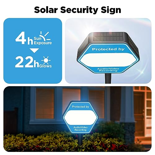 image for QIBOX Solar Security Yard Sign, Audio/Video Recording Sign Outdoor Wea