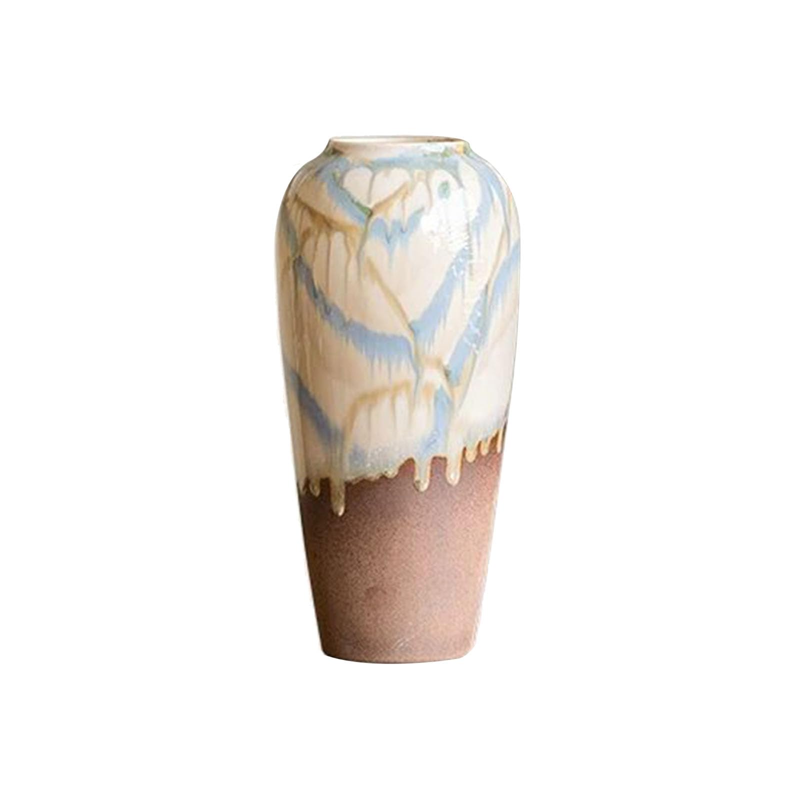 Elegant Countertop Ceramic Vase, Vintage Stoneware Vase, Ornament for Living Room, Bedroom, Study, Entrance Hall, Hotel, Farmhouse(Size:16 * 16 * 32CM,Color:White A)