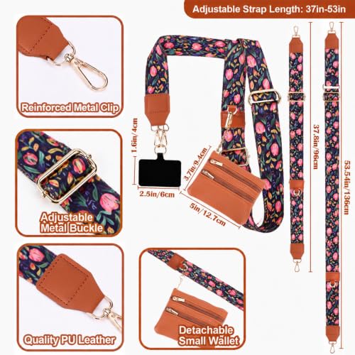 Image of XANGNIER Clip and Go Strap for Phone with Wallet Crossbody, Phone Strap with Zippered Wallet, Adjustable Anti Theft Cellphone Lanyard for Women, Cellphone Chain Accessories,Multicolor 31