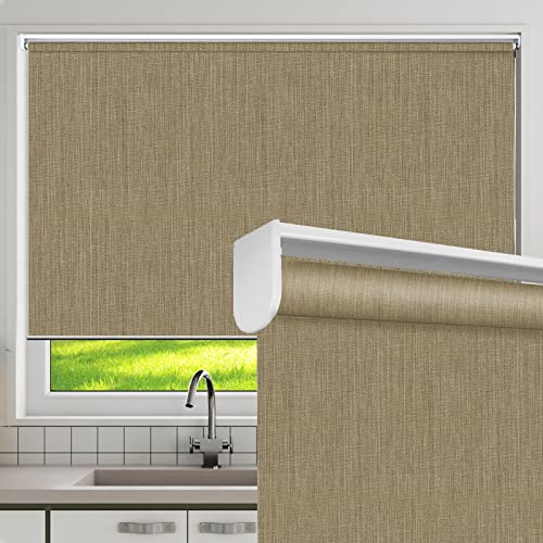 Cordless Blackout Window Roller Blinds, Made to Order Camel Window Roller Shades, Easy Installation for Home and Office