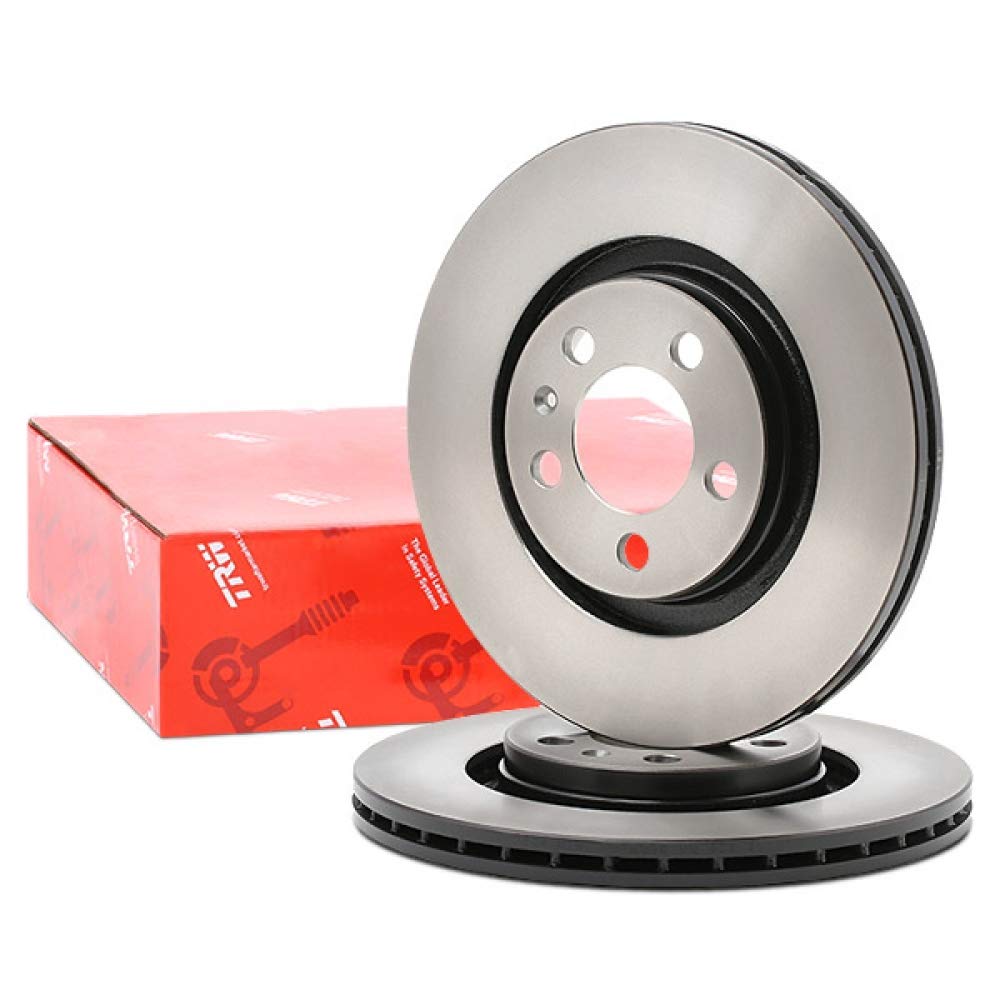 2x TRW Disco de freno Delantero Ø280mm Altura: 36,6mm Espesor: 22mm Corona de Agujeros - Ø: 100mm ventilado DF2804 Compatible con VW Golf 4 Hatchback 1J1 Golf 4 Variant 1J5 Bora Sedán 1J2, SKODA, AUDI