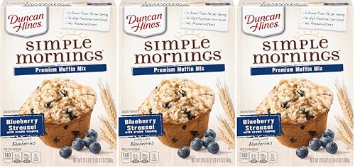 Duncan Hines Simple Mornings Blueberry Streusel Flavored Muffin Mix, 20.5