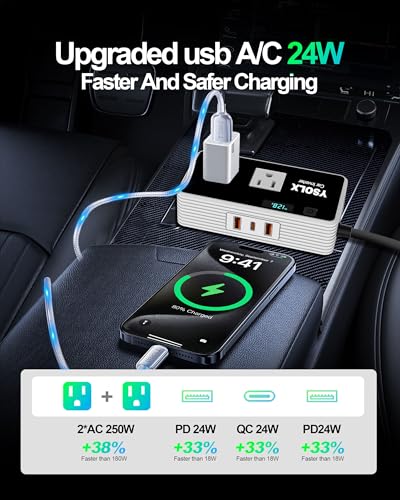 Image of YSOLX 300W Car Power Inverters for Vehicles | Car Inverter 12V to 110V With 3 USB Fast Charger And Car Plug Adapter Outlet for Laptop Computer Charger