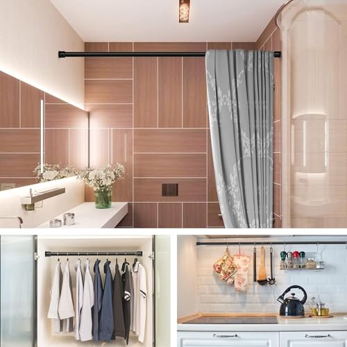 Ginbel Direct Shower Curtain Rod 56-104 Inch, 1"Diameter Spring Long Adjustable Tension Curtain Rods For Bathroom Windows Closet No Drilling No Rust, Black thumb #5