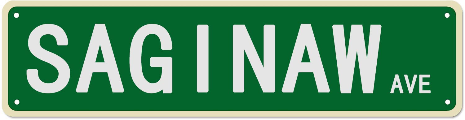 Saginaw Ave Retro Tin Signs Aluminum Metal Sign Gift for Home Kitchen Restaurants Garden Wall Barn Door Hanging Decor 4x16 Inch
