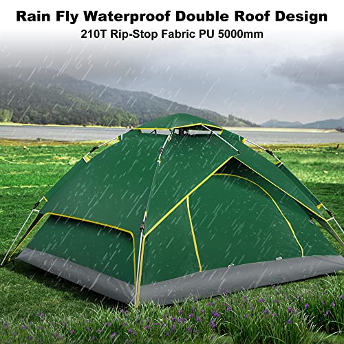 Prrutyics Pop Up Tent,Instant Tents For Camping 60S Setup,2-4 Person Camping Tent Automatic 4 Seasons Waterproof Family Dome Tent For Backpacking,Hiking,Double Layers #TOP2