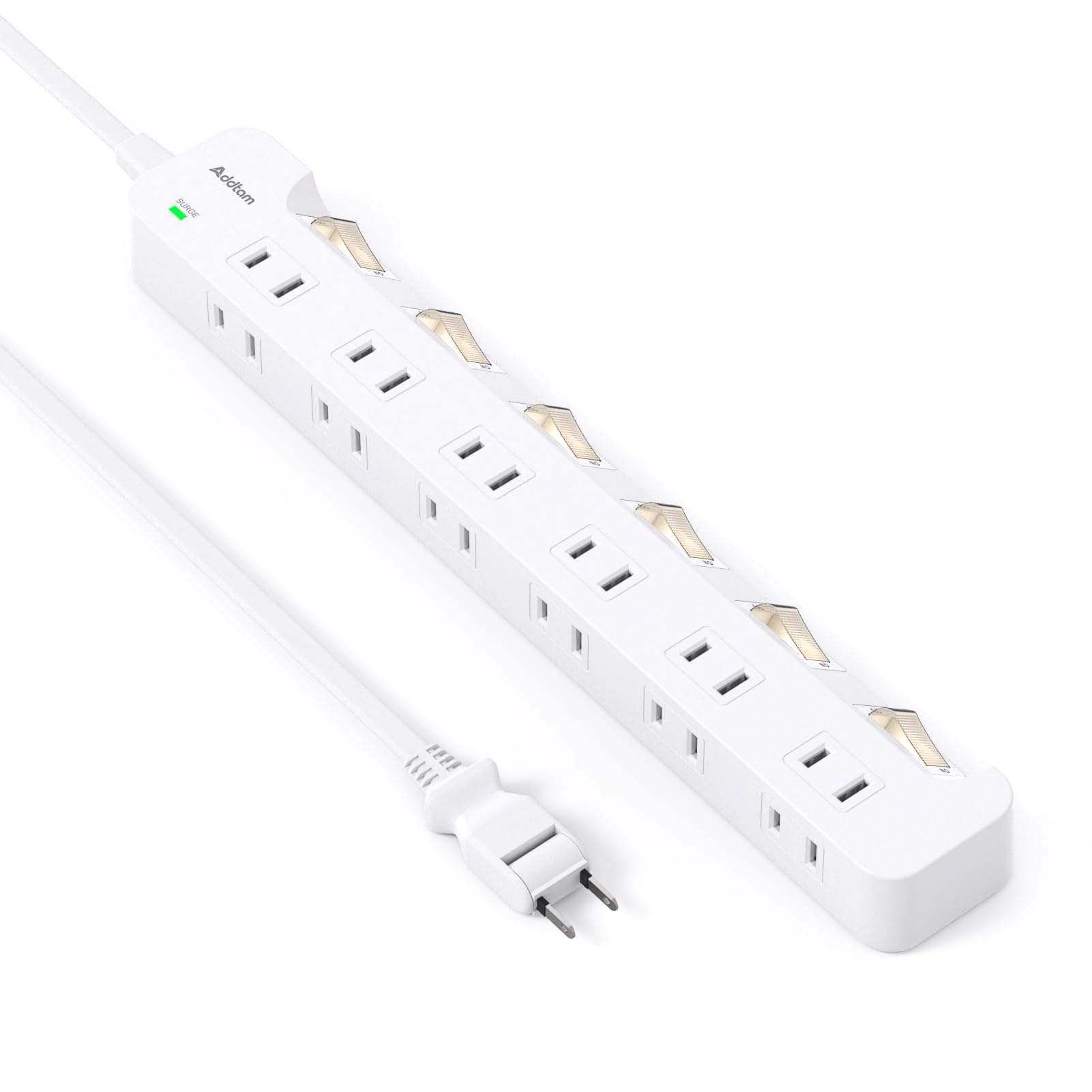 【67%OFF】【999円】 Addtam 12個口 雷ガード 個別スイッチ 180°スイングプラグ 電源タップ 5m