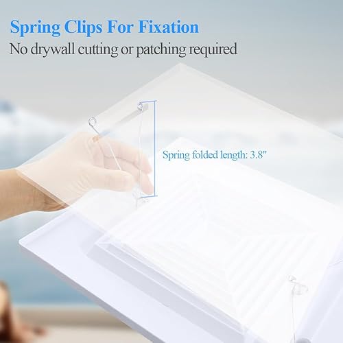 Miniatura 5 de WiseWater Cubierta de ventilador de baño de 9.6 x 9.6 pulgadas y rejilla cuadrada para ventilador de techo con resortes, cubierta de ventilación de