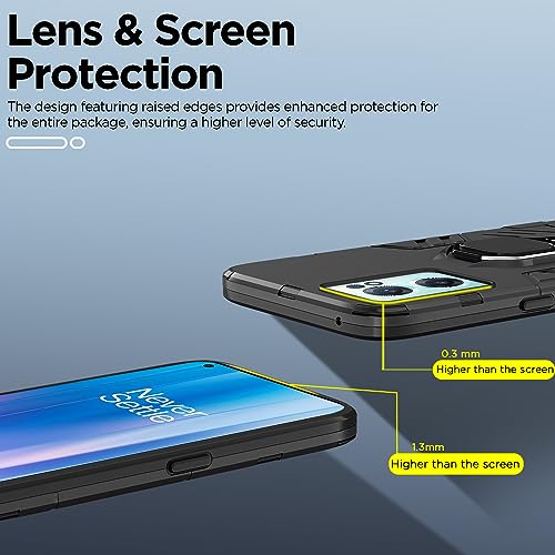 Image of Pikkme Back Cover for OnePlus Nord CE 2 5G | 360 Protection | Ring Holder | Kickstand | Tough Armor Case (Black)