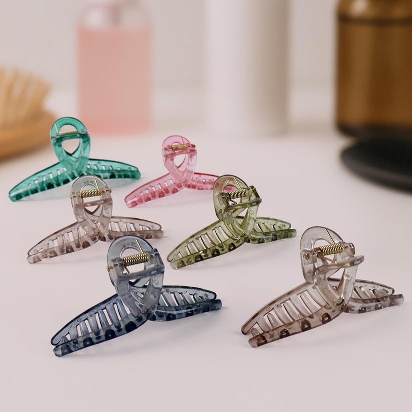 Image of Hair Clutcher Clips for Women and Womens, Mixed Design Multicolor Strong Grip Plastic Hair Claw Accessories for Daily Hair Styling, Pack of 12 Pieces