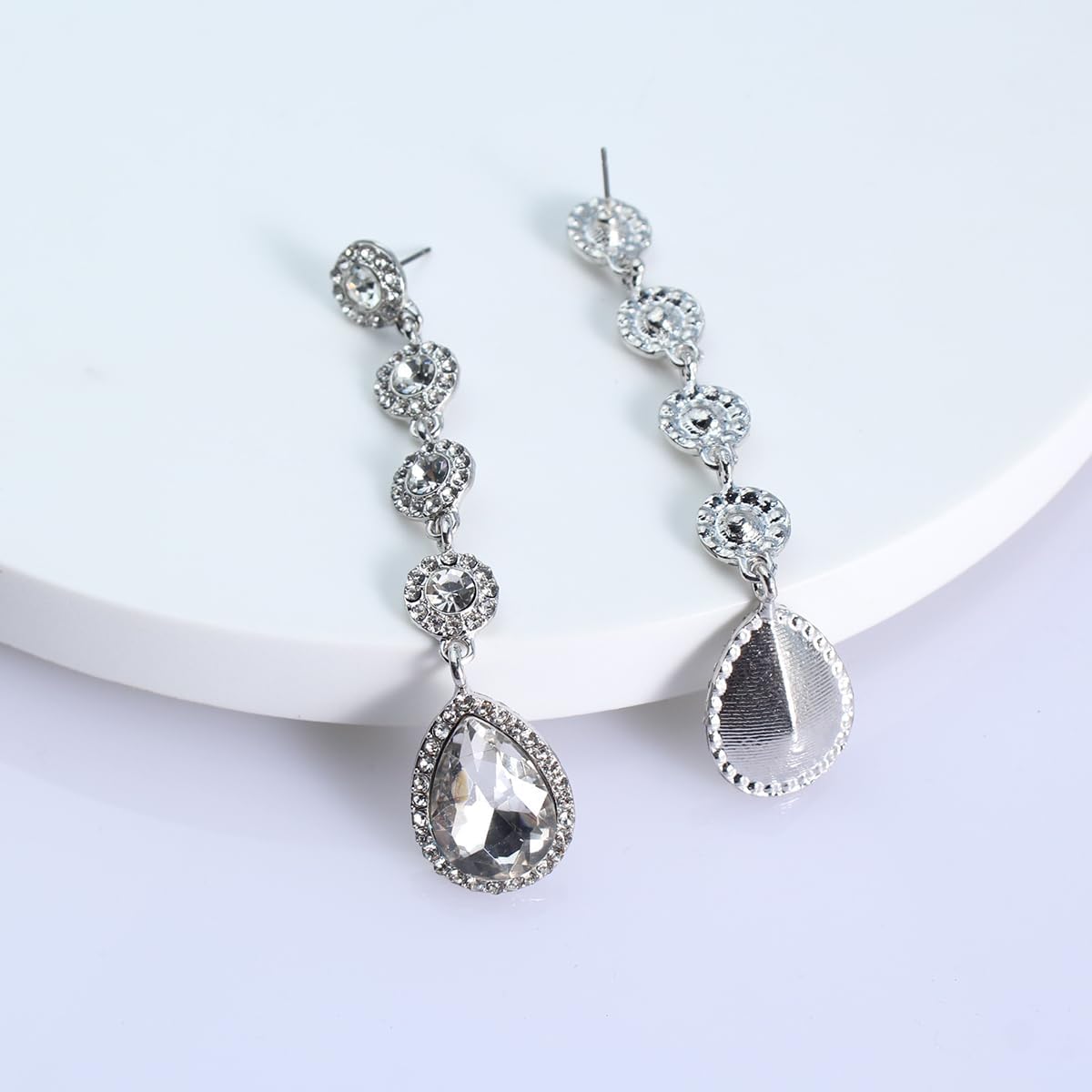 Rhinestone Statement Long Dangle Earrings for Women,Vintage Wedding Bridal Elegant Crystal Chandelier Teardrop Earrings Costume Jewelry for Prom Party - Image 9