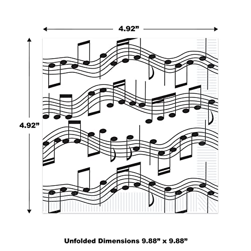 Beistle 16 peças notas musicais guardanapos de bebida tema anos 50 Rock and Roll talheres para decor