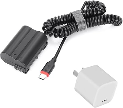 EN-EL15 Dummy Battery AC Power Adapter Kit Continuous Power Supply by Type-C PD/QC Power for Nikon Z5 Z6 Z7 Z8 D610 D750 D800 D810 D850 D7500 D7200 D7100 30W Charger & EN-EL15 Adapter