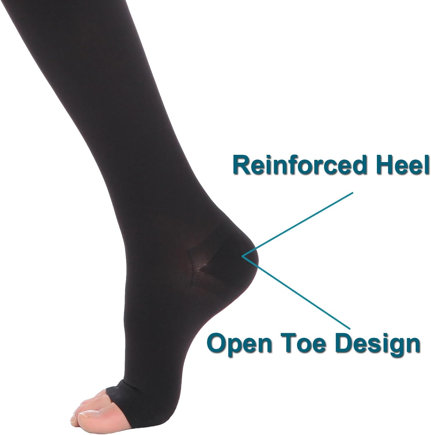 Thigh High Medical Compression Stockings for Women & Men,20-30 mmHg Thigh High Compression Socks,Open Toe Graduated Support Hose with Silicone Dot Band-Ideal for Varicose Veins,Edema,Swelling - Image 6