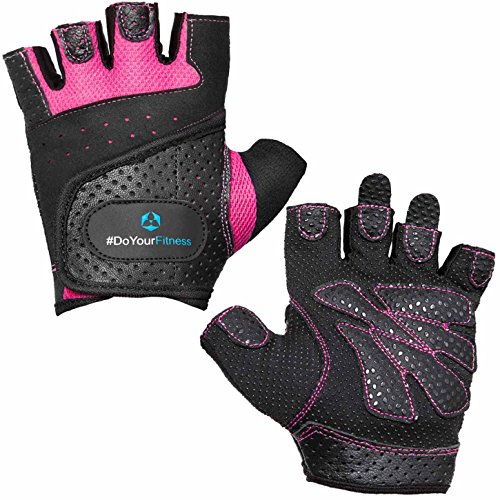 #DoYourFitness Guantes Deportivos »Aphrodite« / Guantes de señora para Entrenamiento Levantamiento de Pesas Culturismo Negro/Rosa S