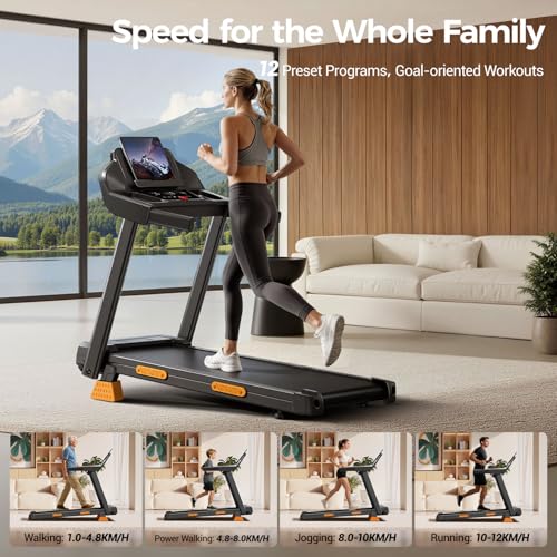 16% Treadmills for Home with Handle, 3 in 1 Portable Treadmill with Incline, Foldable Treadmill with Three Screen, 12 Preset Programs, 400LBS