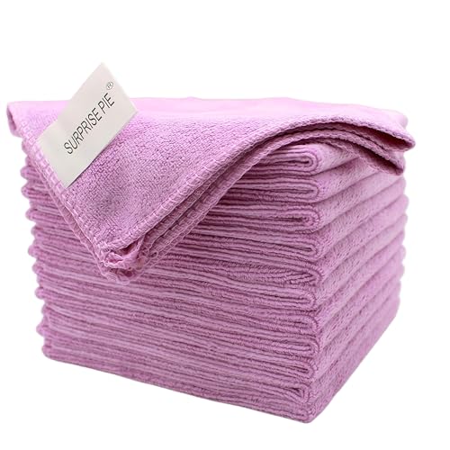 Image of Microfiber Cleaning Cloth Multipurpose Quickly and Easily Clean Windows Mirrors Without Chemicals Wash Clothes for Household Kitchen Boat Car Cleaner Bulk Rags(12 inchx12 inch) Purple-12 Pack