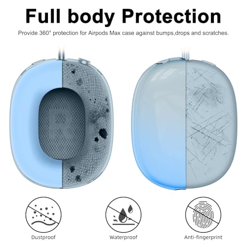 Image of Silicone Case Cover for AirPods Max 2, Clear Gradient Soft TPU Ear Cups Cover /Ear Pad Case Cover /Headband Cover for AirPods Max 2 /1 (2026 /2024 /2020), Transparent Accessories for Apple AirPod Max, Blue