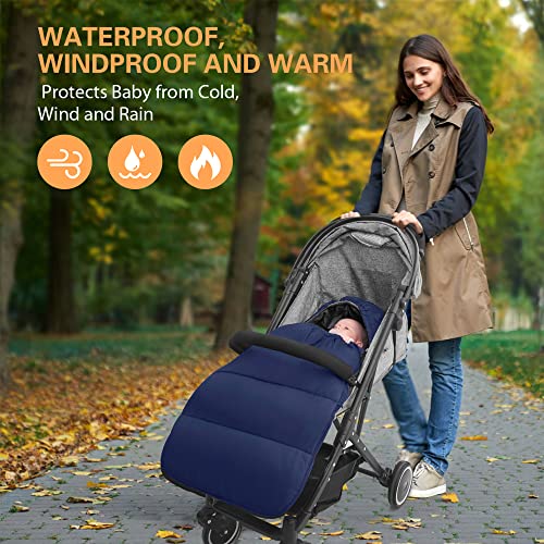 Stroller Bunting Bag For Baby, Infant Bunting Bag Winter Baby Sleeping Bag For Stroller Footmuff Waterproof, Warm Bunting Bag Toddler Sleeping Bag, Outdoor Universal Baby Bunting Bag, Dark Blue #TOP1