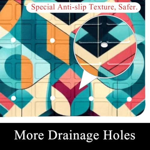 Tapis de bain antidérapant géométrique et extra long pour douche - 3