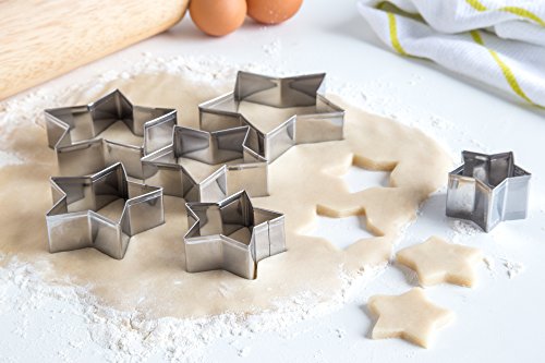 Fox Run Star Shaped Cookie Cutter Set, 6-Piece Plus Storage Tin, Stainless Steel #TOP7