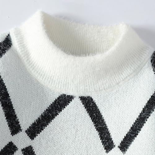 Sweater for Men Fall Color Block Patchwork Graphic Y2k Crewneck Casual Knit Pullover Vintage Knitted Sweaters3