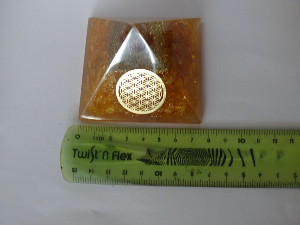 Pyramide orgone Citrine Fleur de Vie grande taille pour harmonie maison - 5