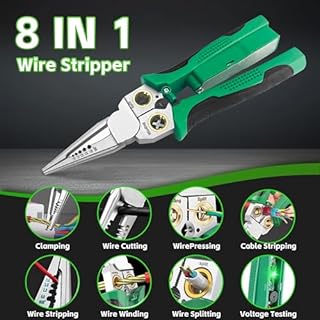 8 in 1 Wire Stripper with Voltage Tester, Pinzas Para Electricista, Electric Pliers, Multi-function Electric Wire Stripping Tool for Cutting and Pulling Pliers, Electrician Repair Tool