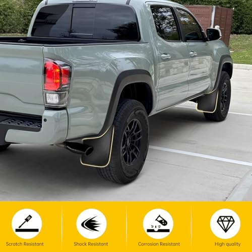 Image of Mud Flaps Only for 2016-2021 Toyota Tacoma with OEM Fender Flares No Drill Splash Guards Front & Rear Truck Mud Guards with Hardware Accessories Mudflaps Set 4pcs(NOT for SR or SR5)