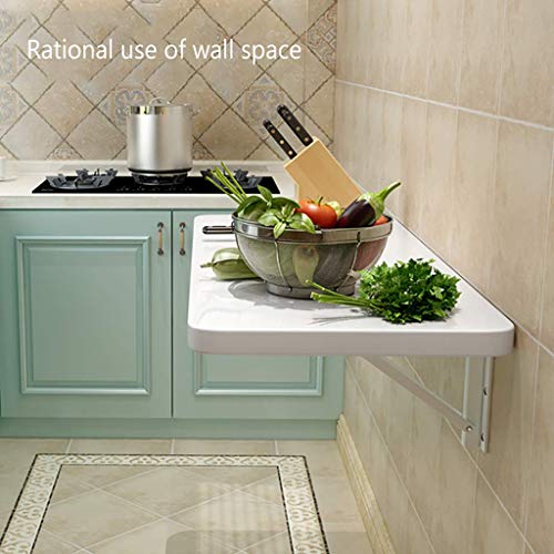 Table pliante murale pour petit espace fixe en bois massif blanc comme table à manger