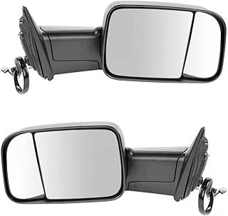 AutoShack KAPCH1320350PR Driver and Passenger Towing Mirrors Power Black Textured Heated Manual Folding Pair of 2 Replacement for 2015-2018 Ram 1500 2500 2016-2018 Ram 3500 2019 Ram 1500 Classic 4WD