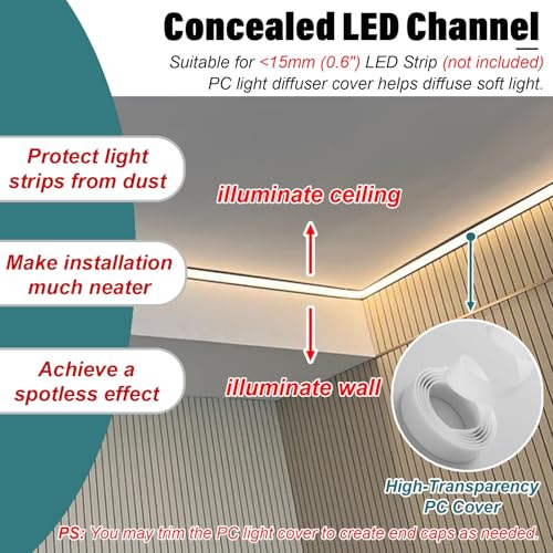 Moulure décorative de plafond avec kit de moulure murale et rail LED - 4