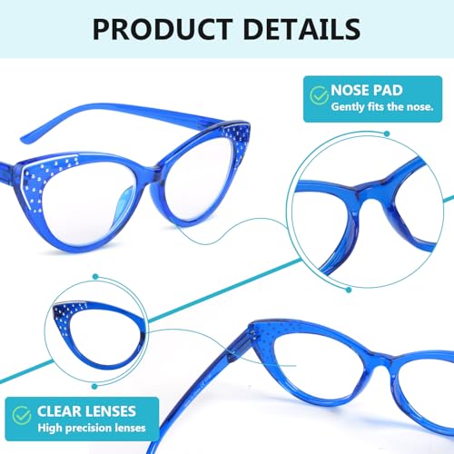 Image of 10 Pack Cat Eye Reading Glasses for Women Bling Design Readers(8 Pairs Reading Glasses & 2 Pairs Full Sunglasses)