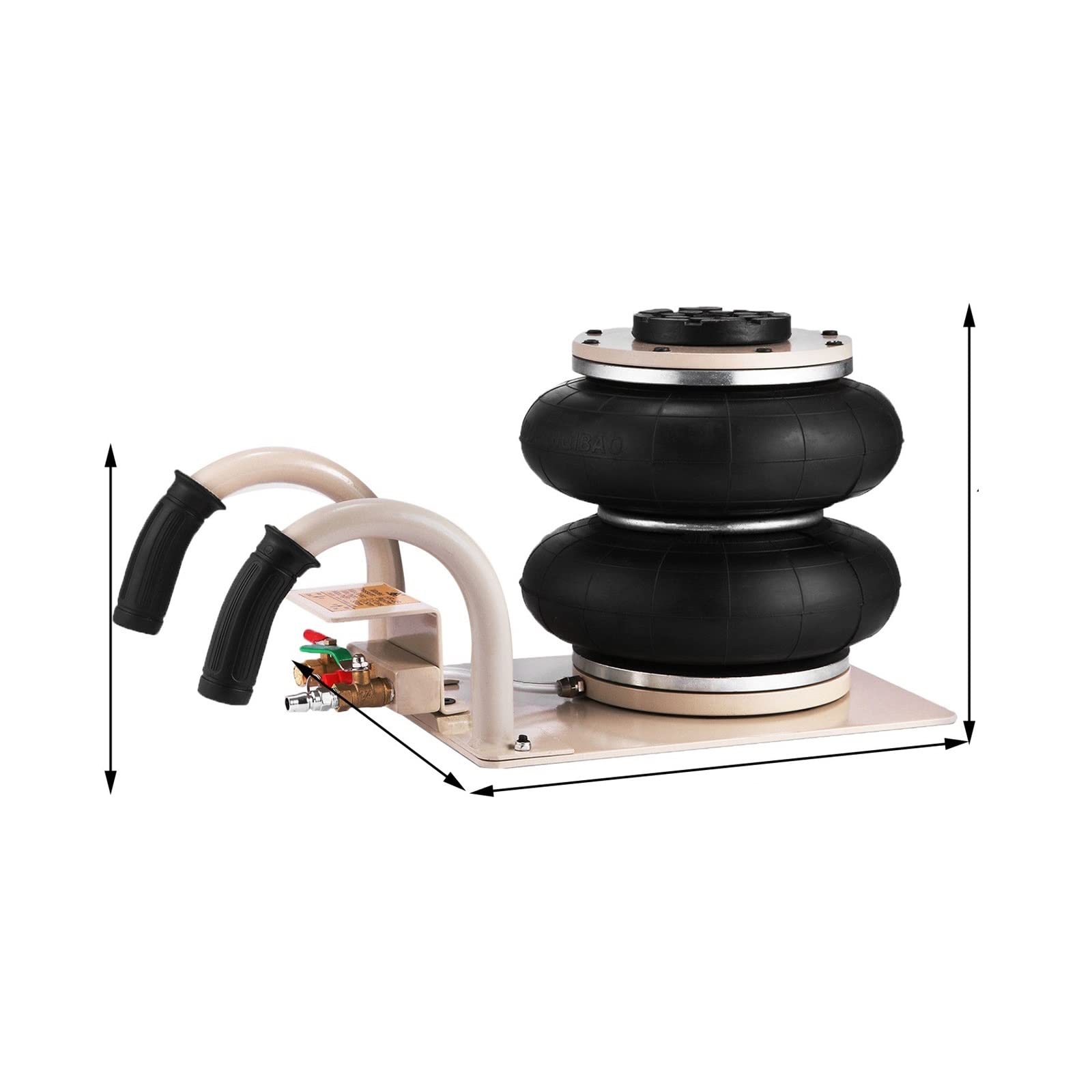 Cric Pneumatico 2/3 T Con 3 Anelli E Maniglia Cric Altezza 135-300/400 Mm for Sollevamento Auto Cric Triplo Sacco ( Color : 2 Ton White )