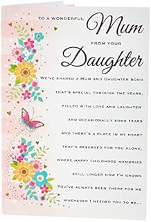 Traditional Mother's Day Card Mum from Daughter - 9 x 6 inches - Regal Publishing