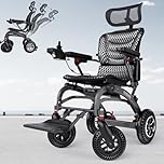 Lightweight Electric Wheelchair for Adults/Seniors, Foldable & 145° Recliner Power Wheelchairs with Headrest, 15 Miles Range with 12AH Batteries, All Terrain 400W Motors, Airline Approved